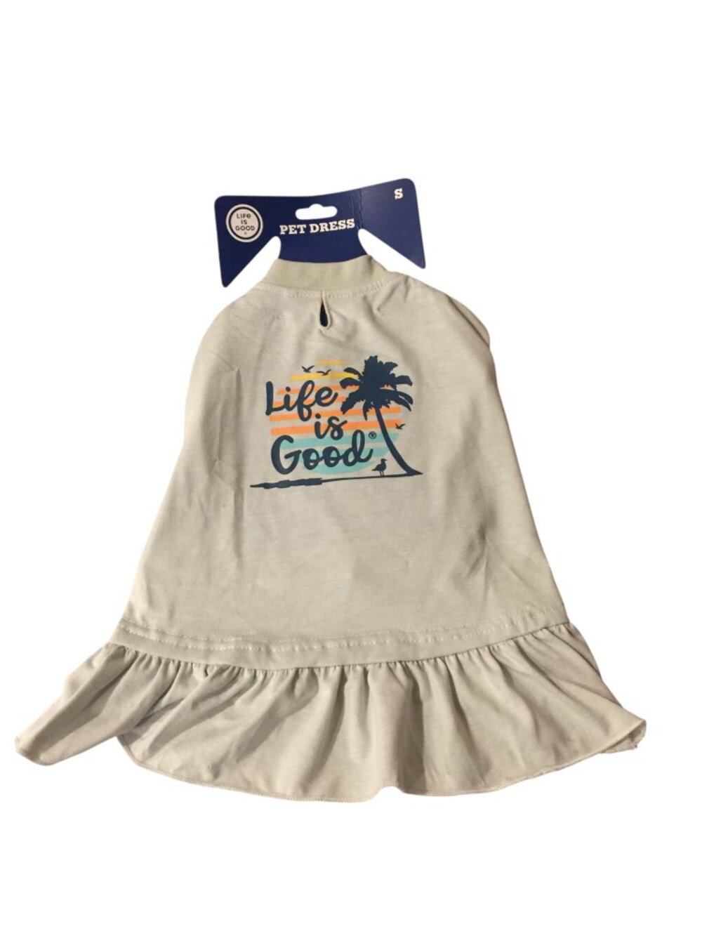 Life is Good Small Pet Dress Palm Tree Bird Sunset Mint